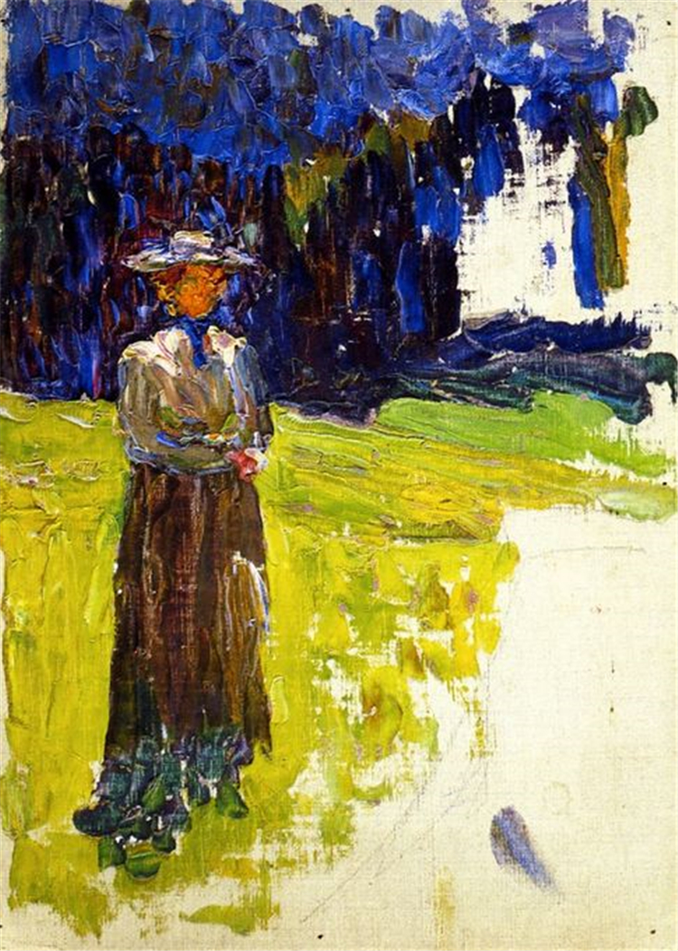 Kochel - Lady Standing by the Forest's Edge 1902